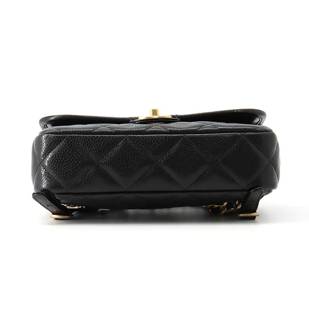 Chanel Backpack Quilted CC Logo Caviar Leather Black — view 3