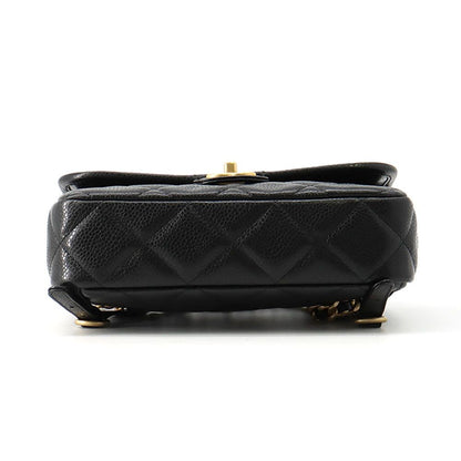 Chanel Backpack Quilted CC Logo Caviar Leather Black — view 3