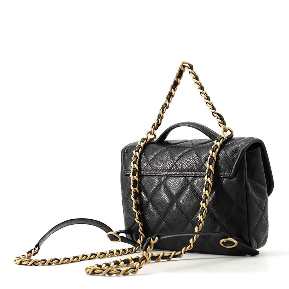 Chanel Backpack Quilted CC Logo Caviar Leather Black — view 2
