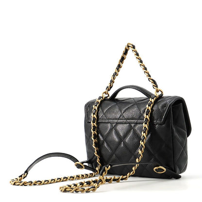 Chanel Backpack Quilted CC Logo Caviar Leather Black — view 2