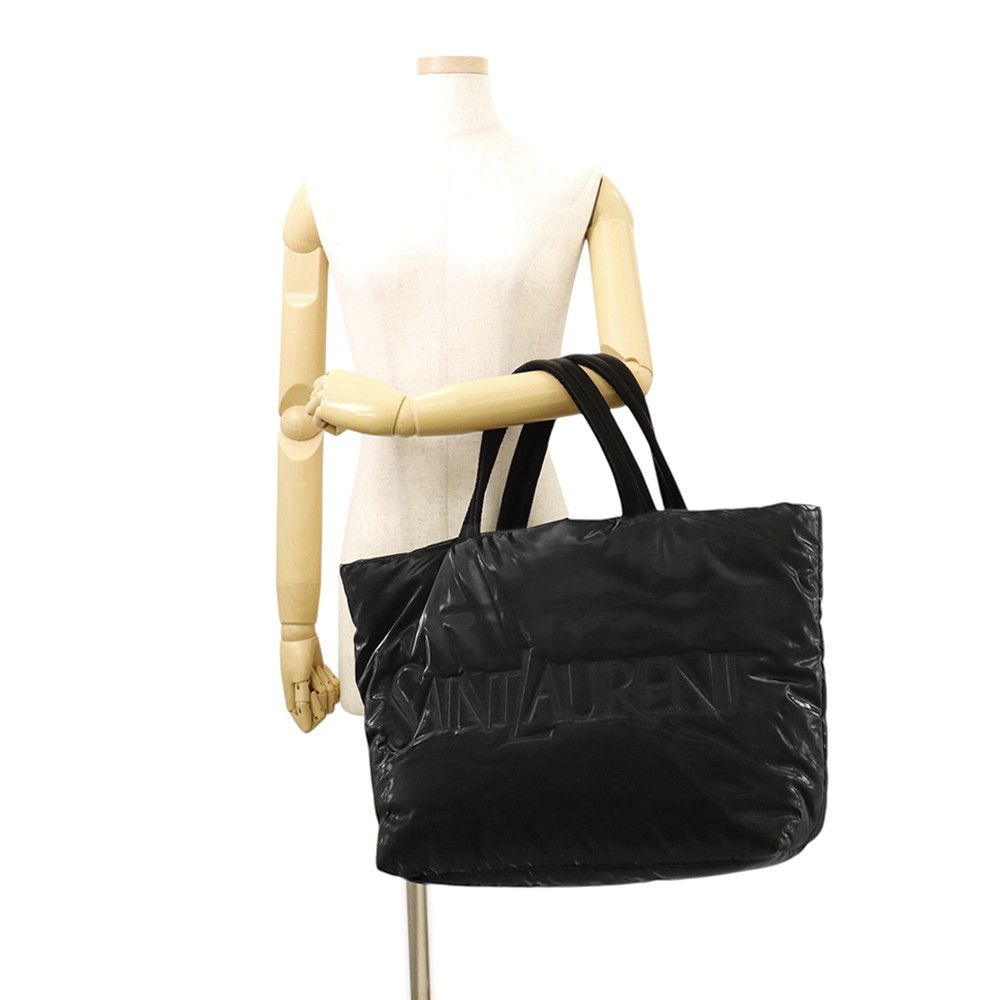 Saint Laurent Paris Tote Logo Silk Tech Canvas Black — view 4