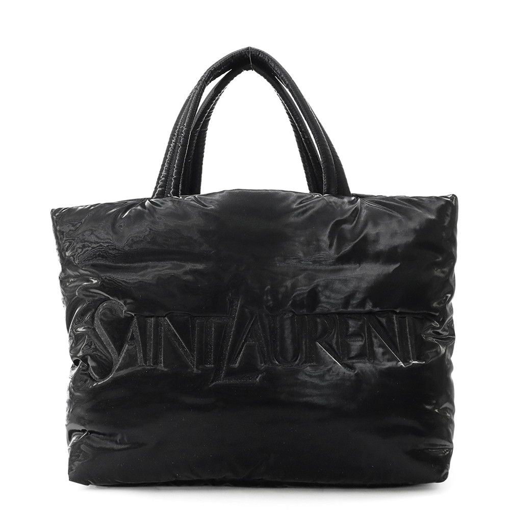 Saint Laurent Paris Tote Logo Silk Tech Canvas Black