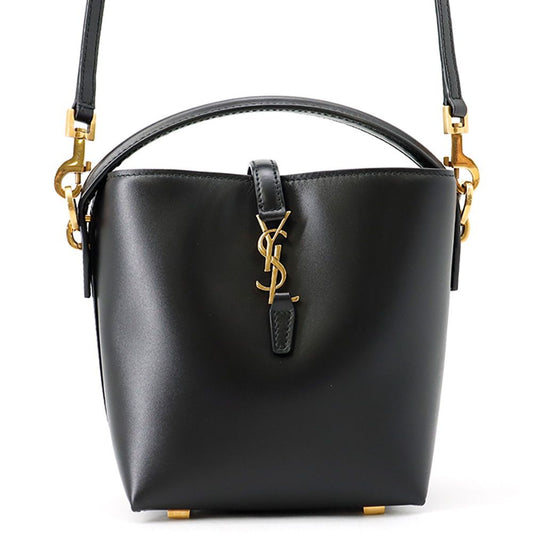 Saint Laurent Paris le 37 Mini Bucket Bag Calf Leather Black 2-Way