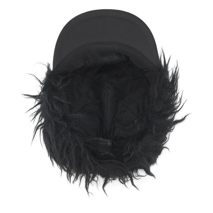 Prada Cap Flight Cap Triangle Logo Nylon Fur L Hat Black — view 6