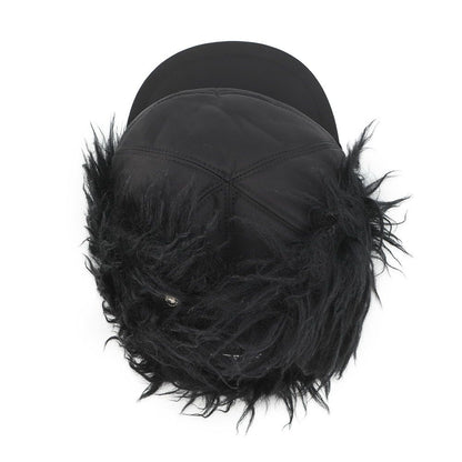 Prada Cap Flight Cap Triangle Logo Nylon Fur L Hat Black — view 5