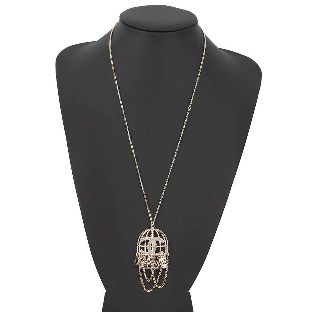 Chanel Necklace Birdcage Logo CC Rhinestone 20 — view 4