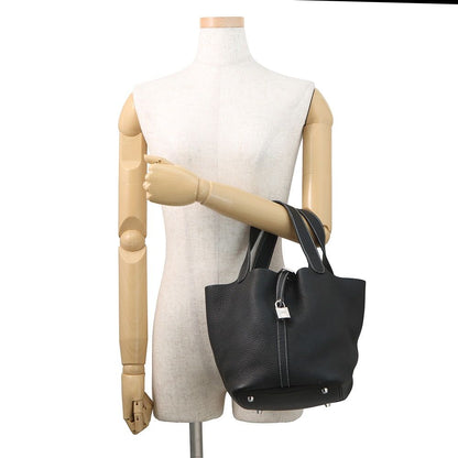 Hermes Handbag Picotin Lock Black Silver Taurillon Clemence — view 4