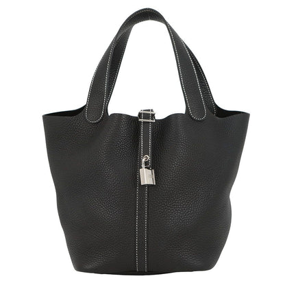 Hermes Handbag Picotin Lock Black Silver Taurillon Clemence