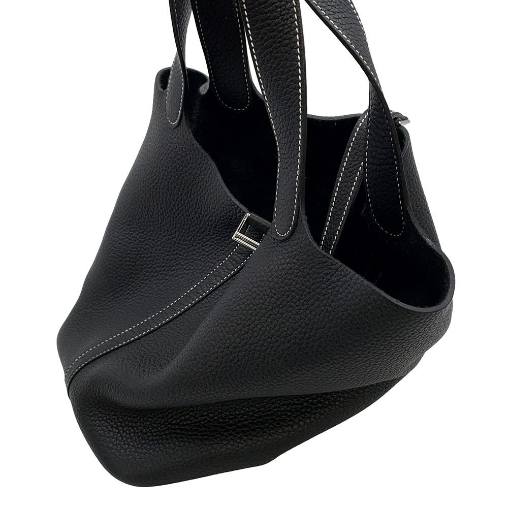 Hermes Handbag Picotin Lock Black Silver Taurillon Clemence — view 6