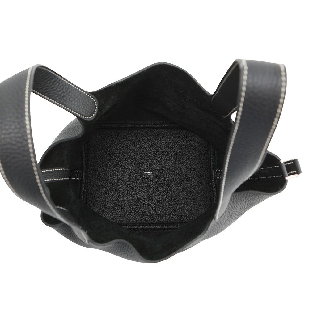 Hermes Handbag Picotin Lock Black Silver Taurillon Clemence — view 5
