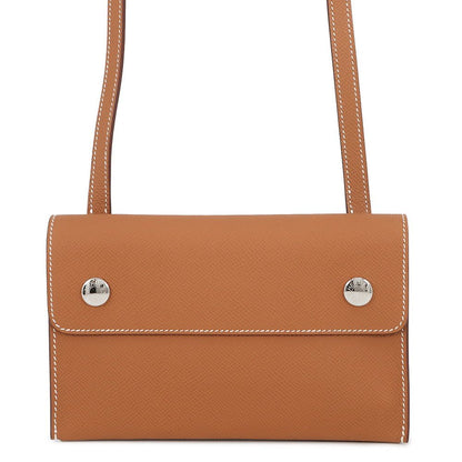 Hermes Shoulder Wallet Nap Tougo Gold Silver Epsom
