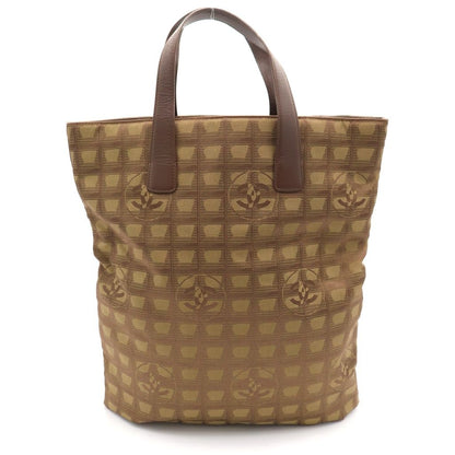 Chanel New Travel Line Tote Khaki Nylon Leather