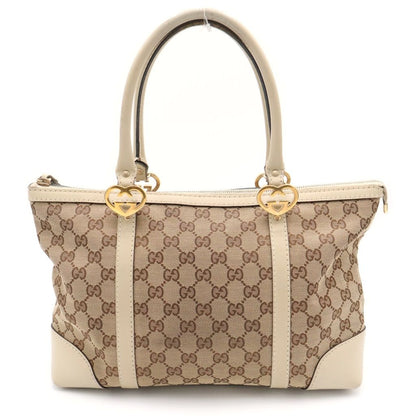 Gucci GG Canvas Brea Tote White Beige Gold