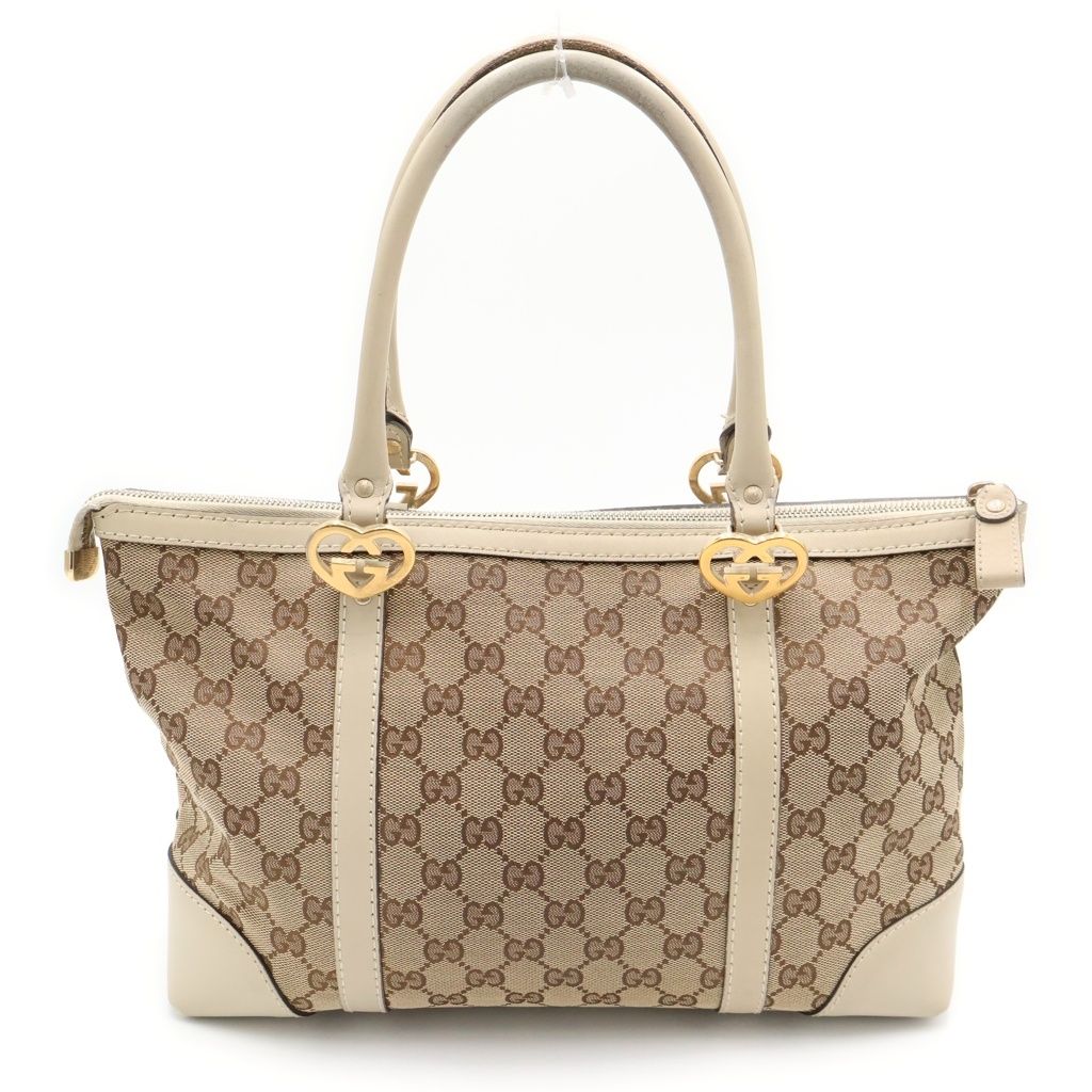 Gucci GG Canvas Brea Tote White Beige Gold — view 2