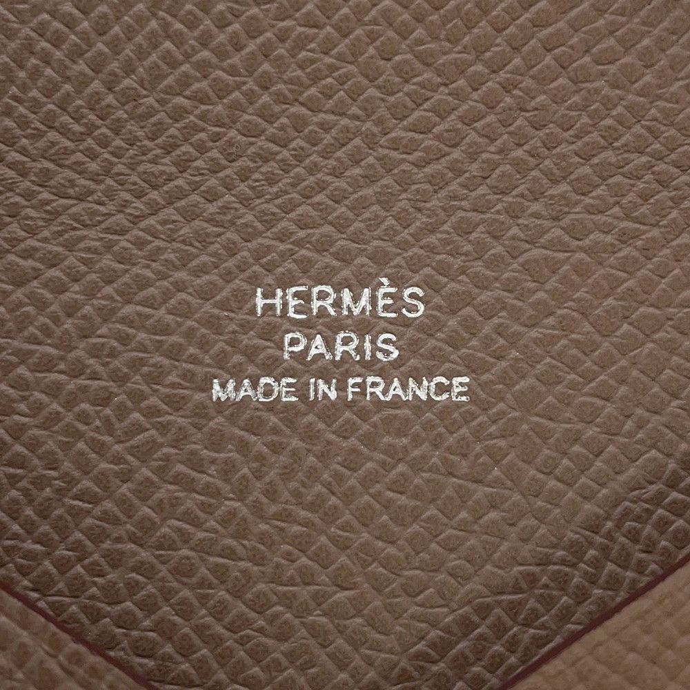Hermes Card Case Calvi Etoupe Silver Epsom Business Holder — view 7
