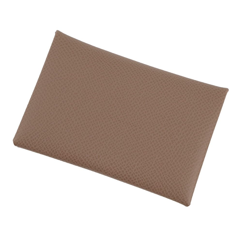 Hermes Card Case Calvi Etoupe Silver Epsom Business Holder