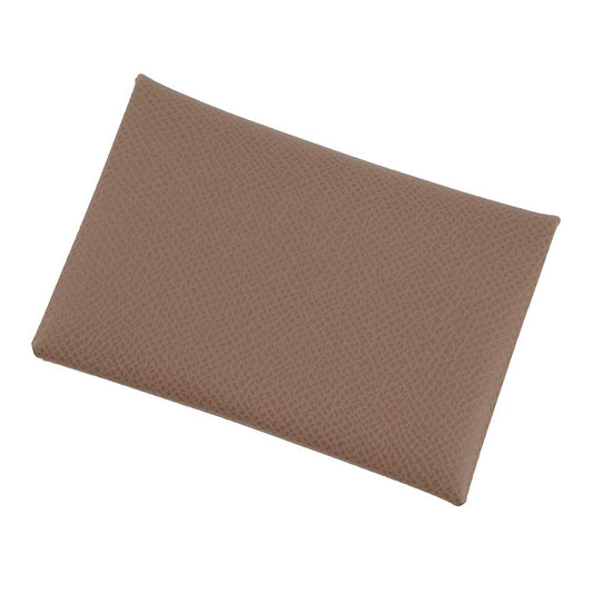 Hermes Card Case Calvi Etoupe Silver Epsom Business Holder