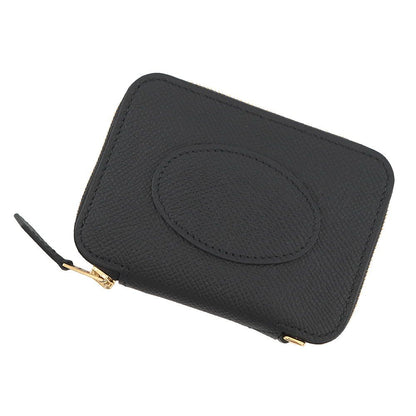 Hermes Coin Case Macaron Compact Black Gold Epsom Shoulder