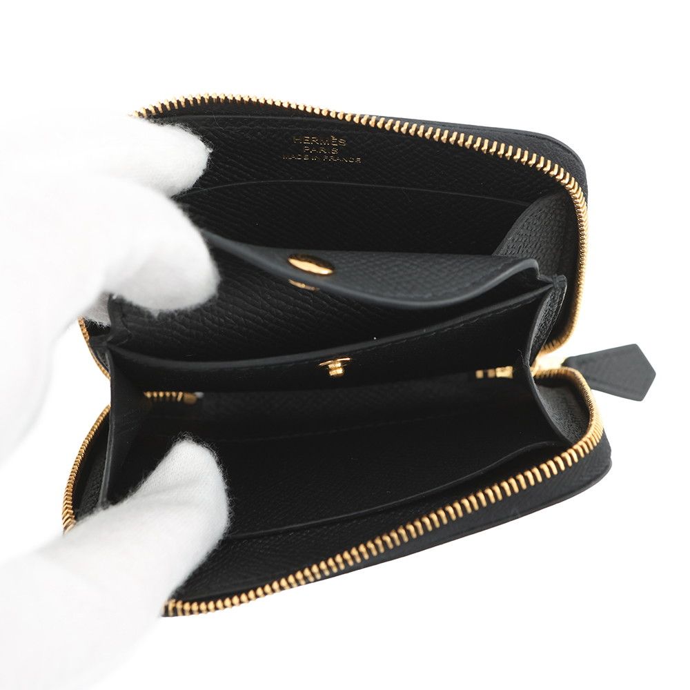 Hermes Coin Case Macaron Compact Black Gold Epsom Shoulder — view 4