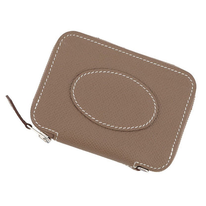 Hermes Coin Case Macaron Compact Etoupe Silver Epsom