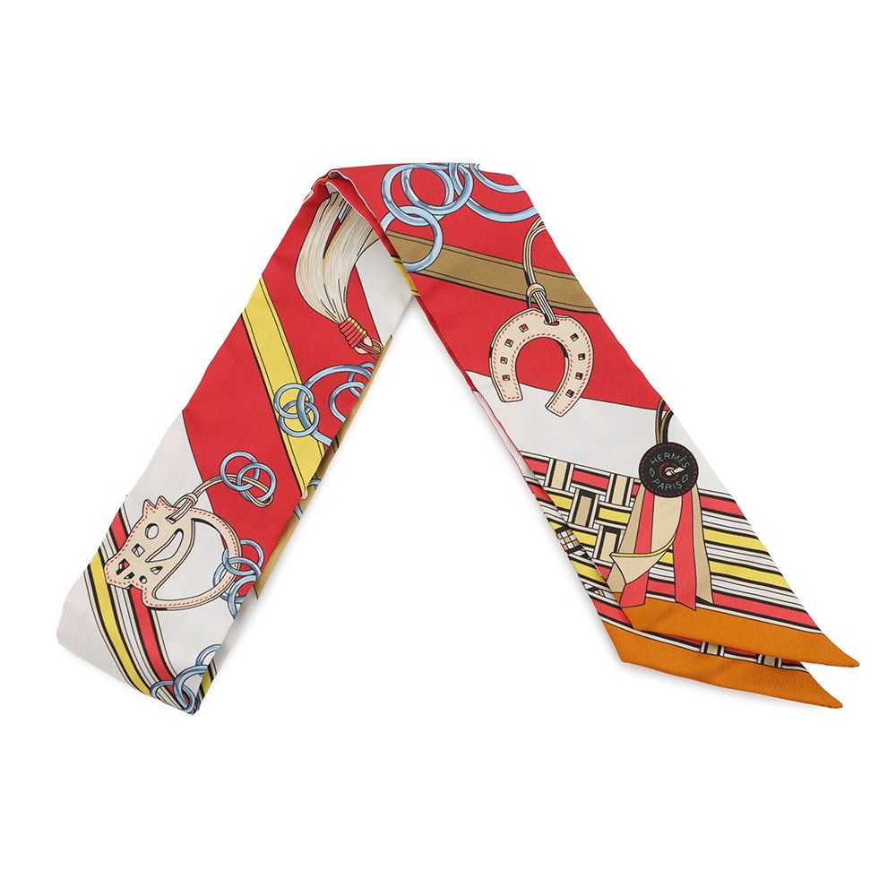 Hermes Scarf Twill Brides and Charm Et Gray Silk
