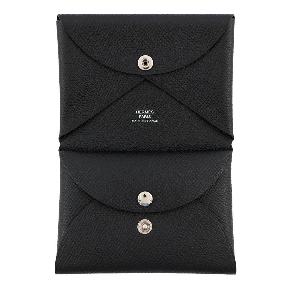 Hermes Coin Case Calvi Duo Black Silver Epsom — view 4