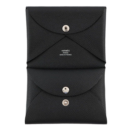 Hermes Coin Case Calvi Duo Black Silver Epsom — view 4