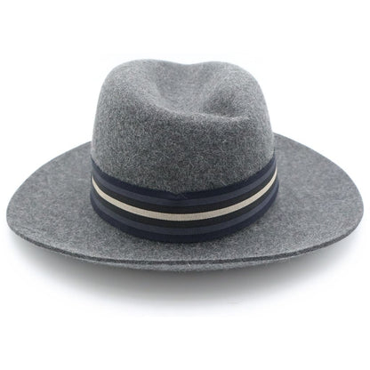 Hermes Striped Ribbon Rabbit Fur Felt Hat Gray — view 2