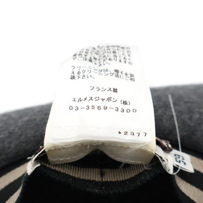 Hermes Striped Ribbon Rabbit Fur Felt Hat Gray — view 8