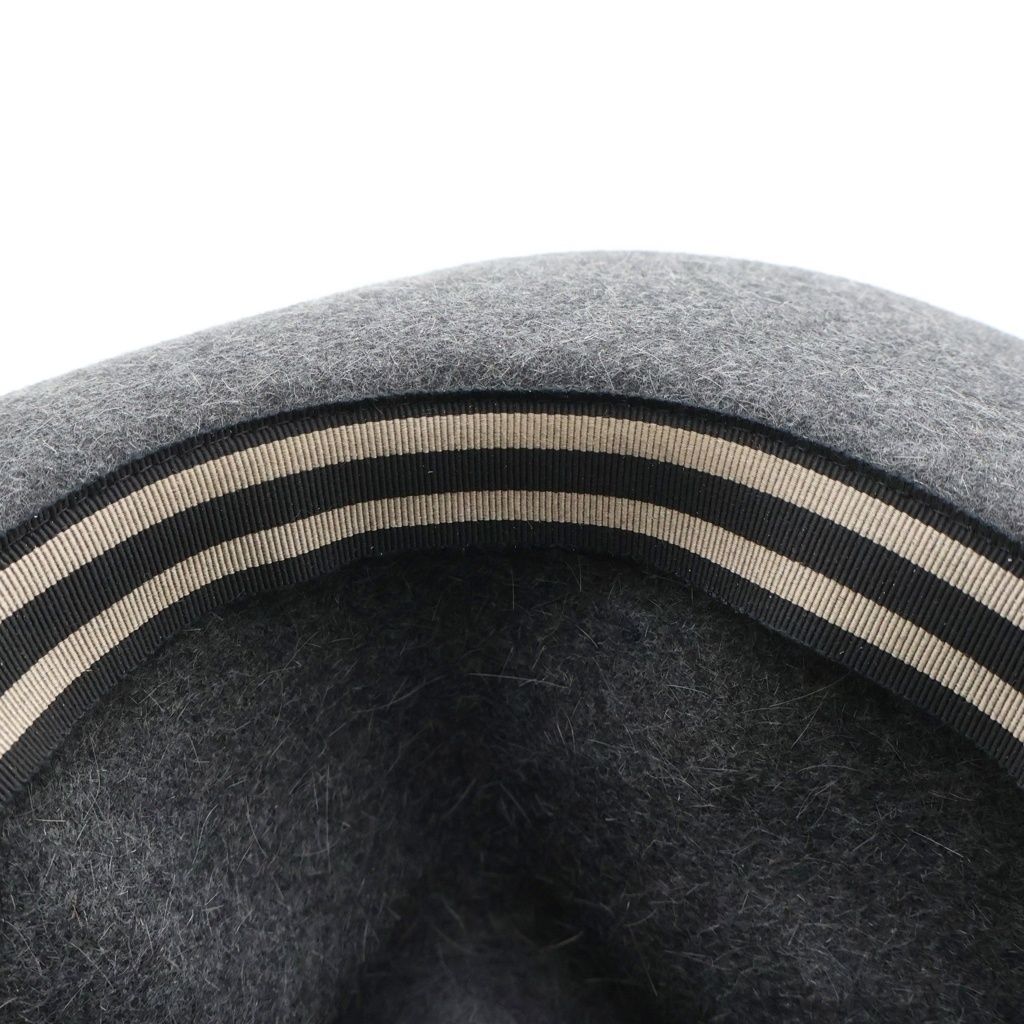 Hermes Striped Ribbon Rabbit Fur Felt Hat Gray — view 6