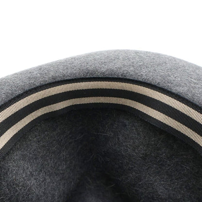 Hermes Striped Ribbon Rabbit Fur Felt Hat Gray — view 6