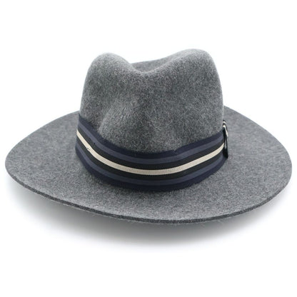 Hermes Striped Ribbon Rabbit Fur Felt Hat Gray — view 4