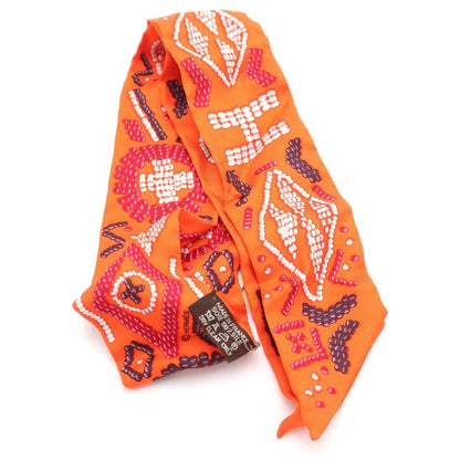 Hermes Twilly Kelly en Perles Silk Scarf Orange — view 2
