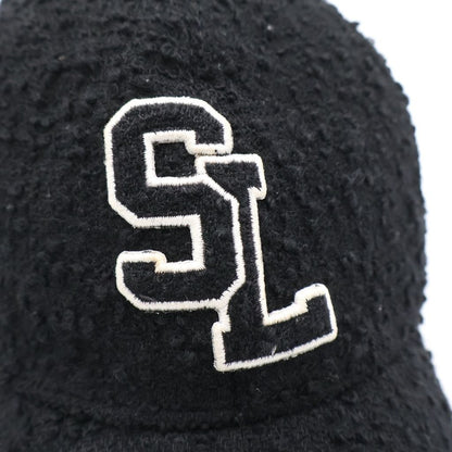 Saint Laurent Paris SL Logo Tweed Wool Cap Black — view 7