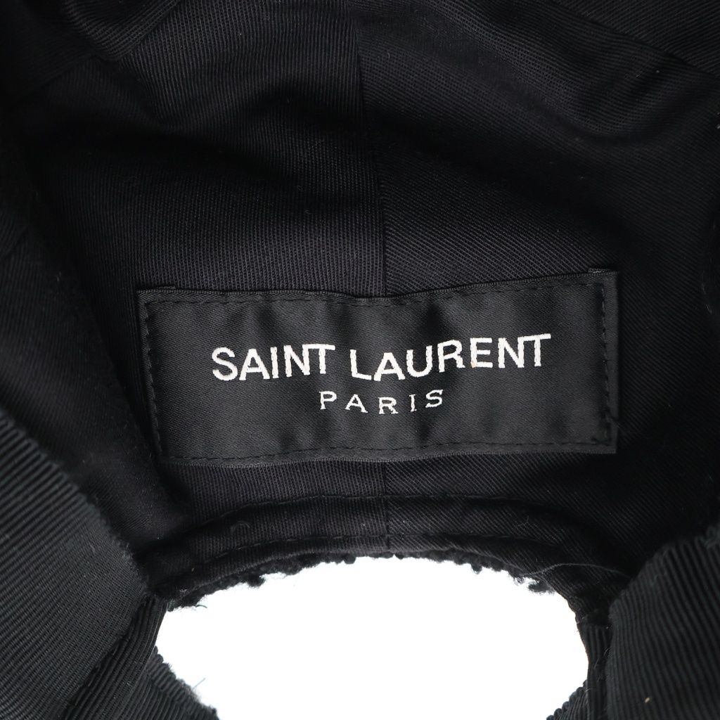 Saint Laurent Paris SL Logo Tweed Wool Cap Black — view 8