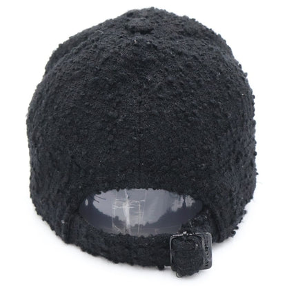 Saint Laurent Paris SL Logo Tweed Wool Cap Black — view 2