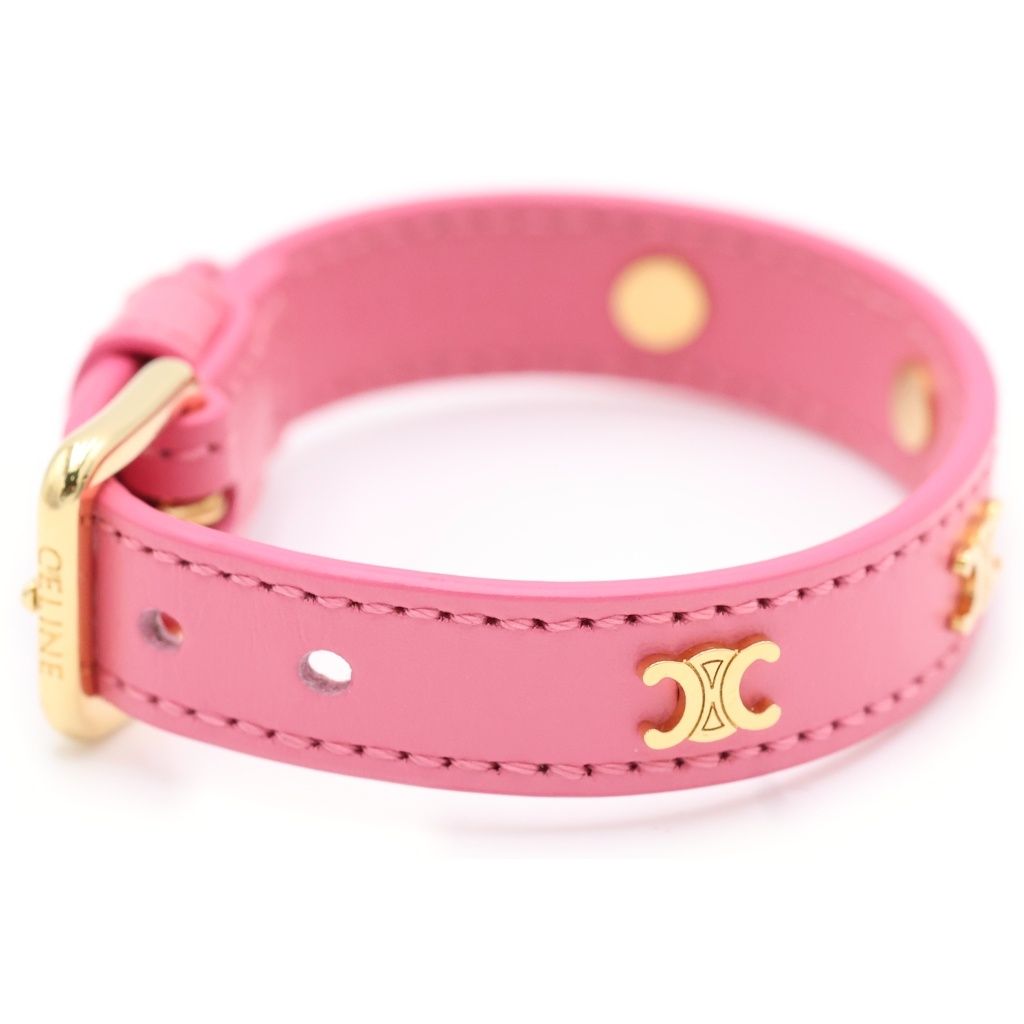 Celine Multi Leather Bracelet Triomphe Motif Pink Gold — view 3