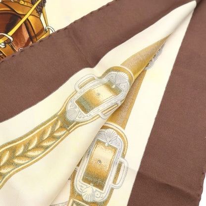 Hermes Carre 90 Carriage Bow Silk Scarf Brown Beige — view 2