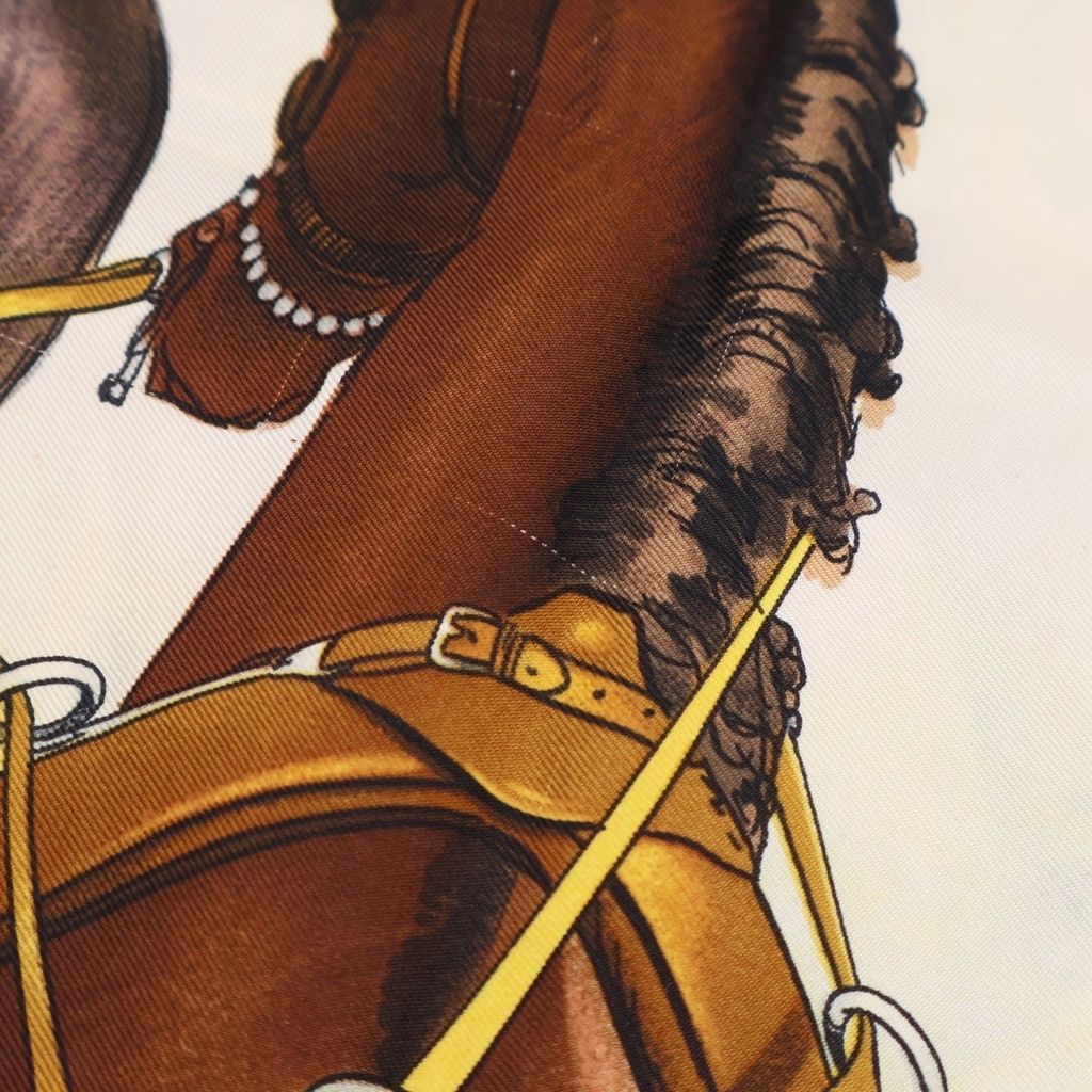 Hermes Carre 90 Carriage Bow Silk Scarf Brown Beige — view 4