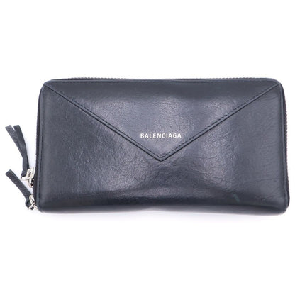Balenciaga Paper Continental Zip Around Wallet Leather Black