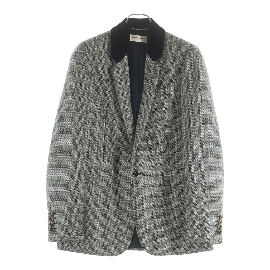 Saint Laurent Tweed T-Shirt Jacket Black Ivory 44