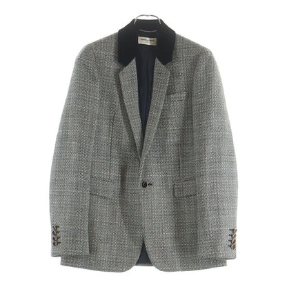 Saint Laurent Tweed T-Shirt Jacket Black Ivory 44