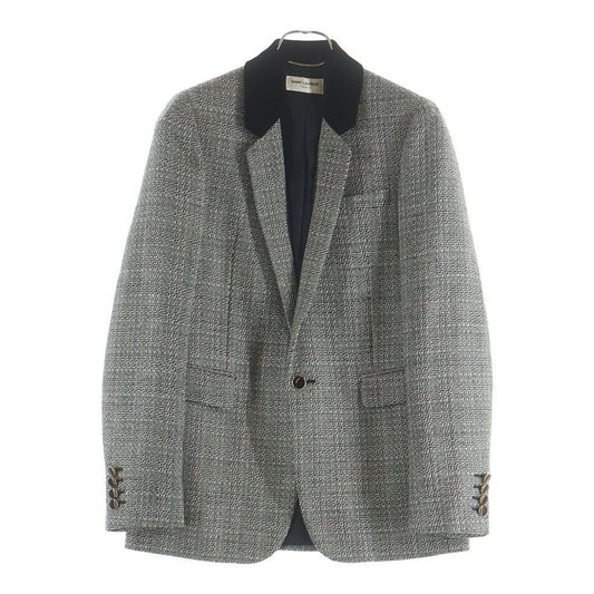 Saint Laurent Tweed T-Shirt Jacket Black Ivory 44