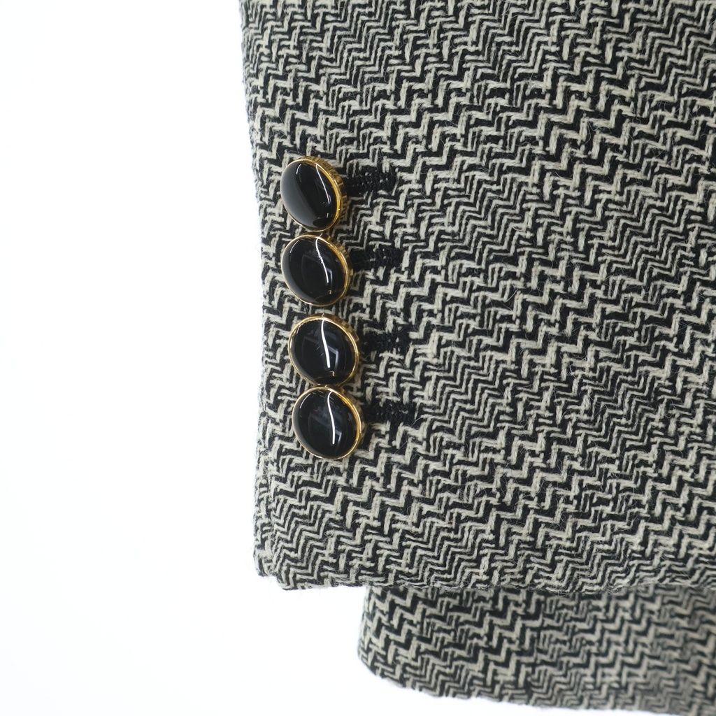 Saint Laurent Tweed T-Shirt Jacket Black Ivory 44 — view 5
