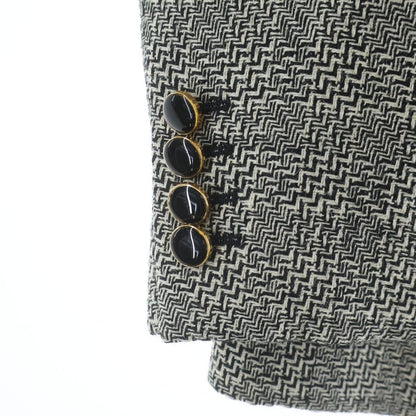 Saint Laurent Tweed T-Shirt Jacket Black Ivory 44 — view 5