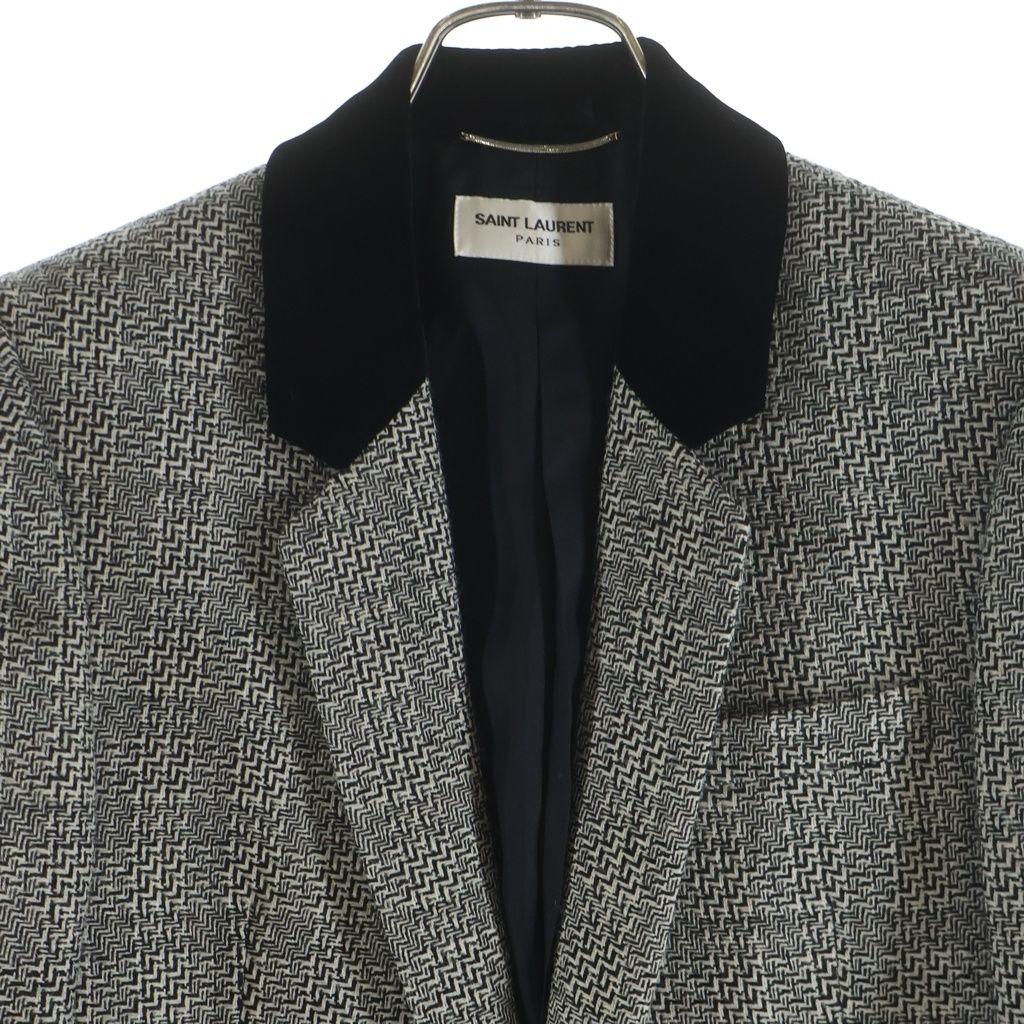 Saint Laurent Tweed T-Shirt Jacket Black Ivory 44 — view 3