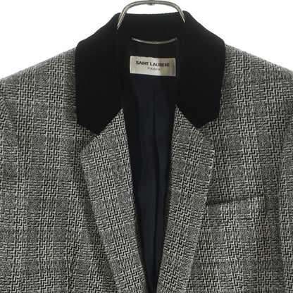 Saint Laurent Tweed T-Shirt Jacket Black Ivory 44 — view 3