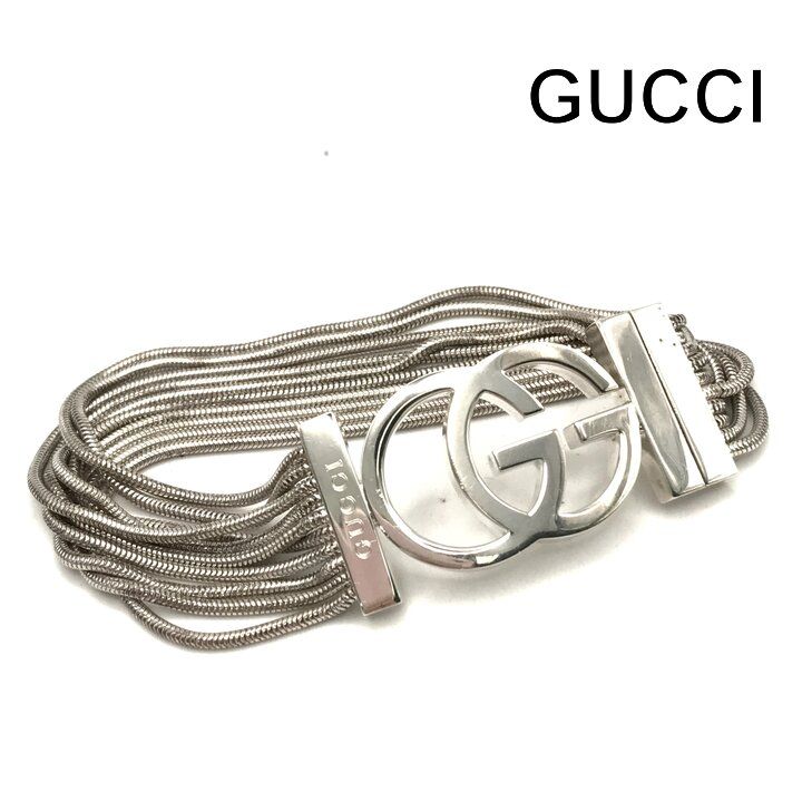 Gucci Interlocking GG Logo 10 Chain Bracelet Silver