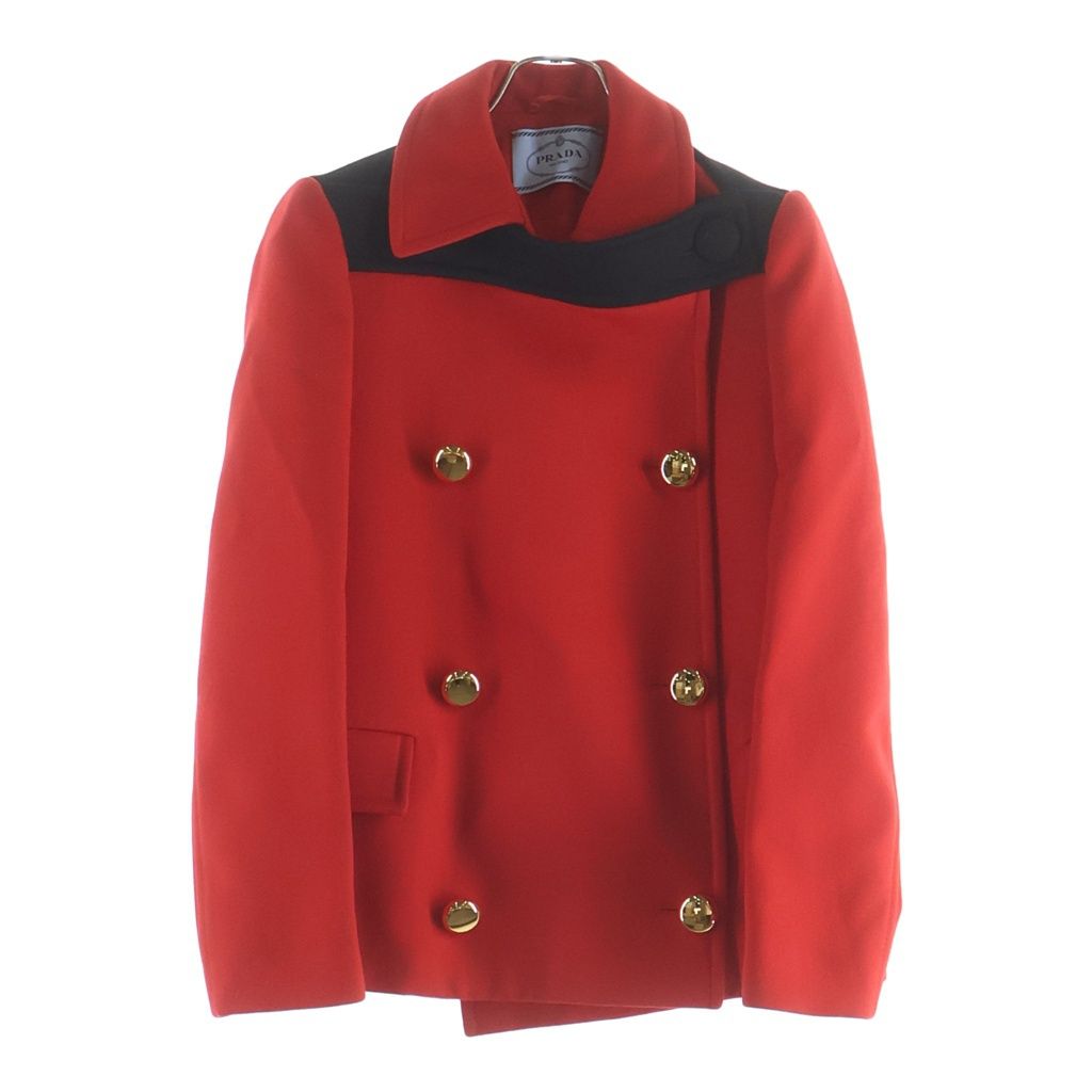 Prada Gold Button Jacket Red 38