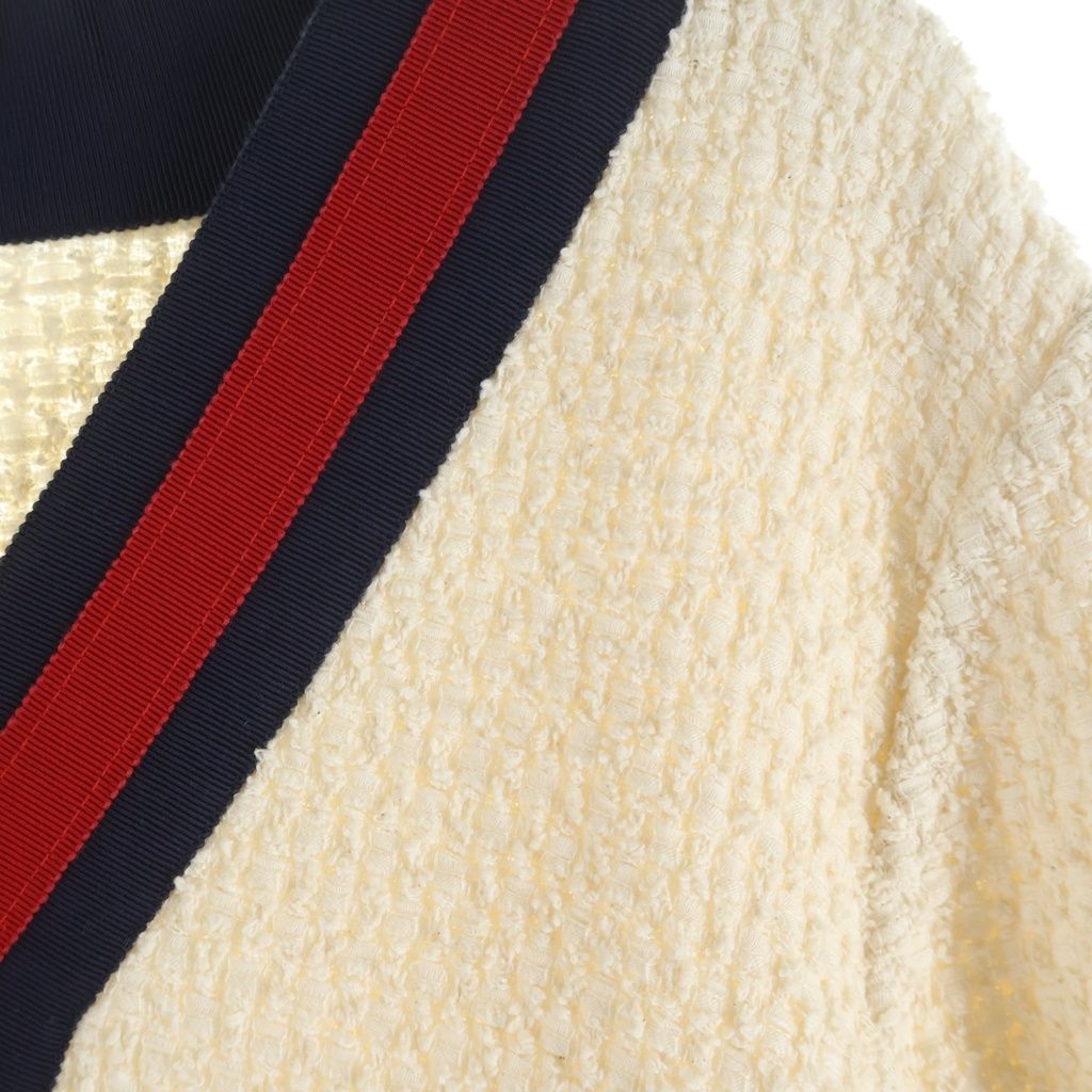 Gucci Sherry Line Neck Tweed Knit Short Sleeve Dress Ivory — view 4
